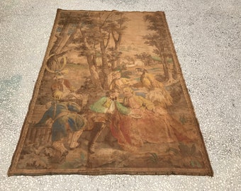 19th Century / Antiker Gobelin Wandteppich / Wandkunst / Geeignet für Wandbehang / Vintage Gobelin / Wandteppich / Handgemachte Gobelins