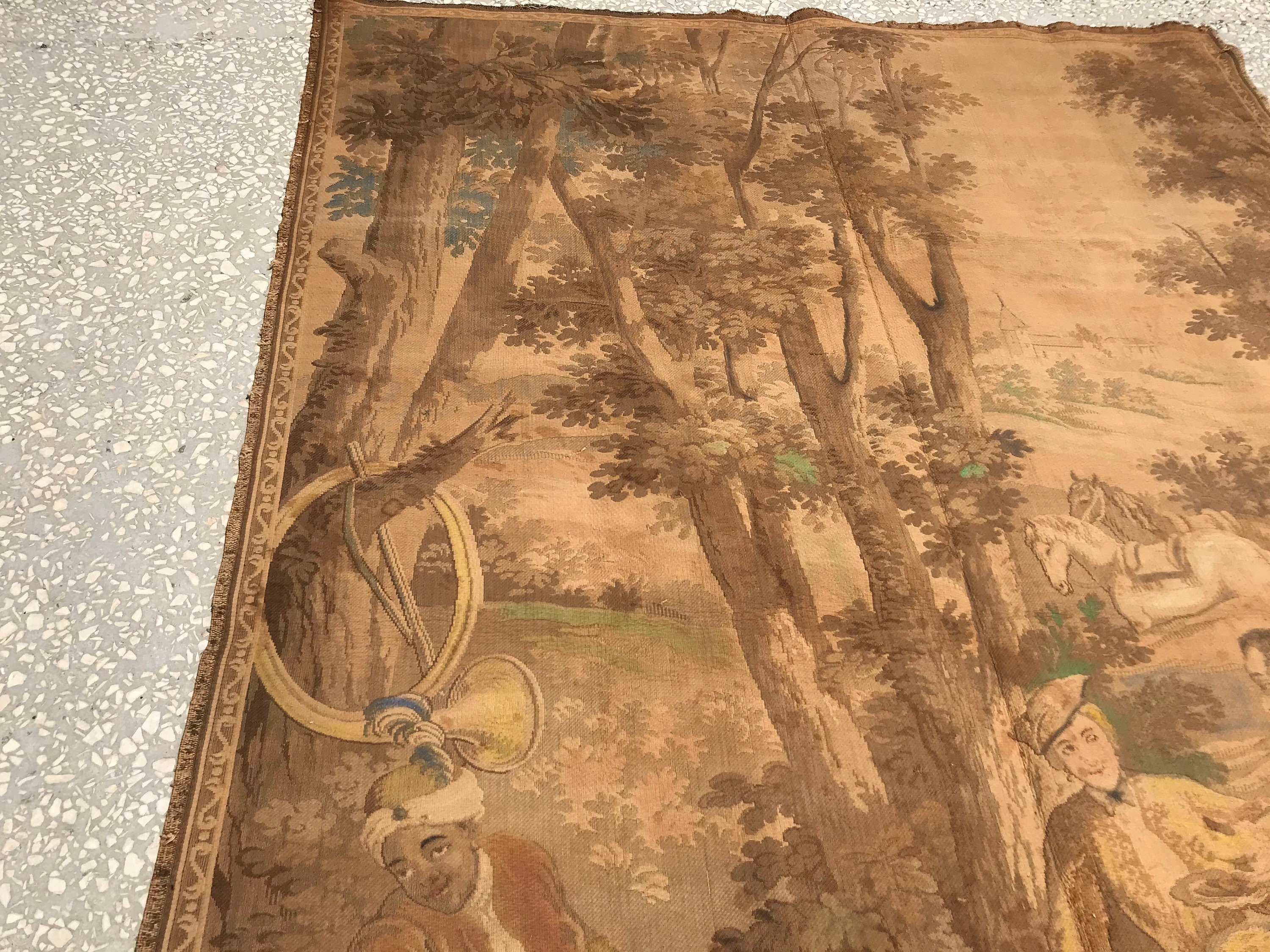 Tapis Mural Vintage Gobelin - Maison En Forêt - 64x158 Cm - Allemagne - Occasion Bon état