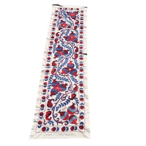 Vintage Suzani Table Runner: Handmade Floral Tapestry (6.0 x 1.6 FT)