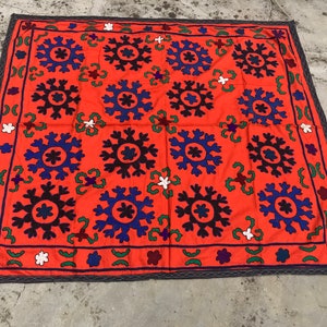 Handmade TRIBAL SUZANI - Antique Suzani - Bohemian Design Tapestry - Table Cover - Antique Wall Decor - Suzani Textile - Vintage Bed Cover