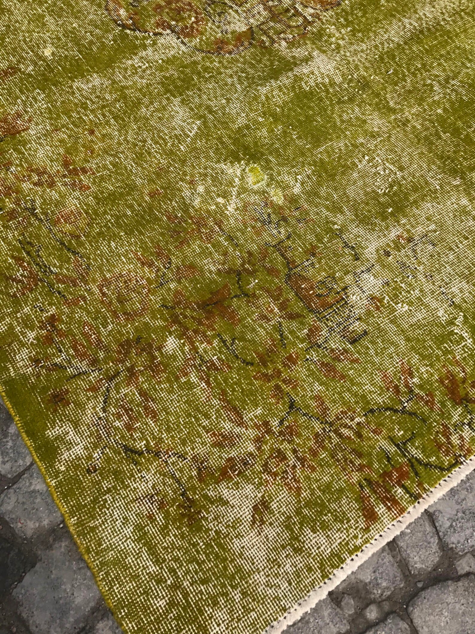 GREEN And Yellow Rug Bohemian Rug Handmade OVERDYED Rug Etsy