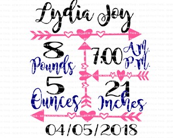 Download Birth stats svg | Etsy