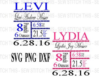 birth announcement svg etsy