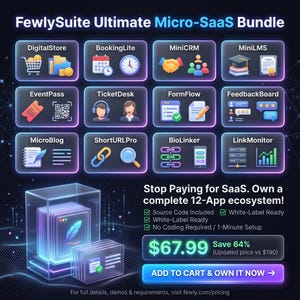 12-in-1 PHP Scripts Bundle | Micro SaaS Source Code | White Label Software | Website Templates | Business Digital Download | FewlySuite