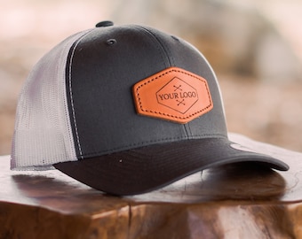 Custom Leather Patch Hats; Retro Classics Trucker Snapback