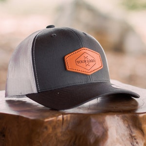 Custom Leather Patch Hats; Retro Classics Trucker Snapback- Stitched,Not Glued!