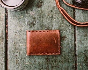 Buffalo Leather Full-Grain Bifold Leather Mens Wallet Purse Handmade in CANADA
