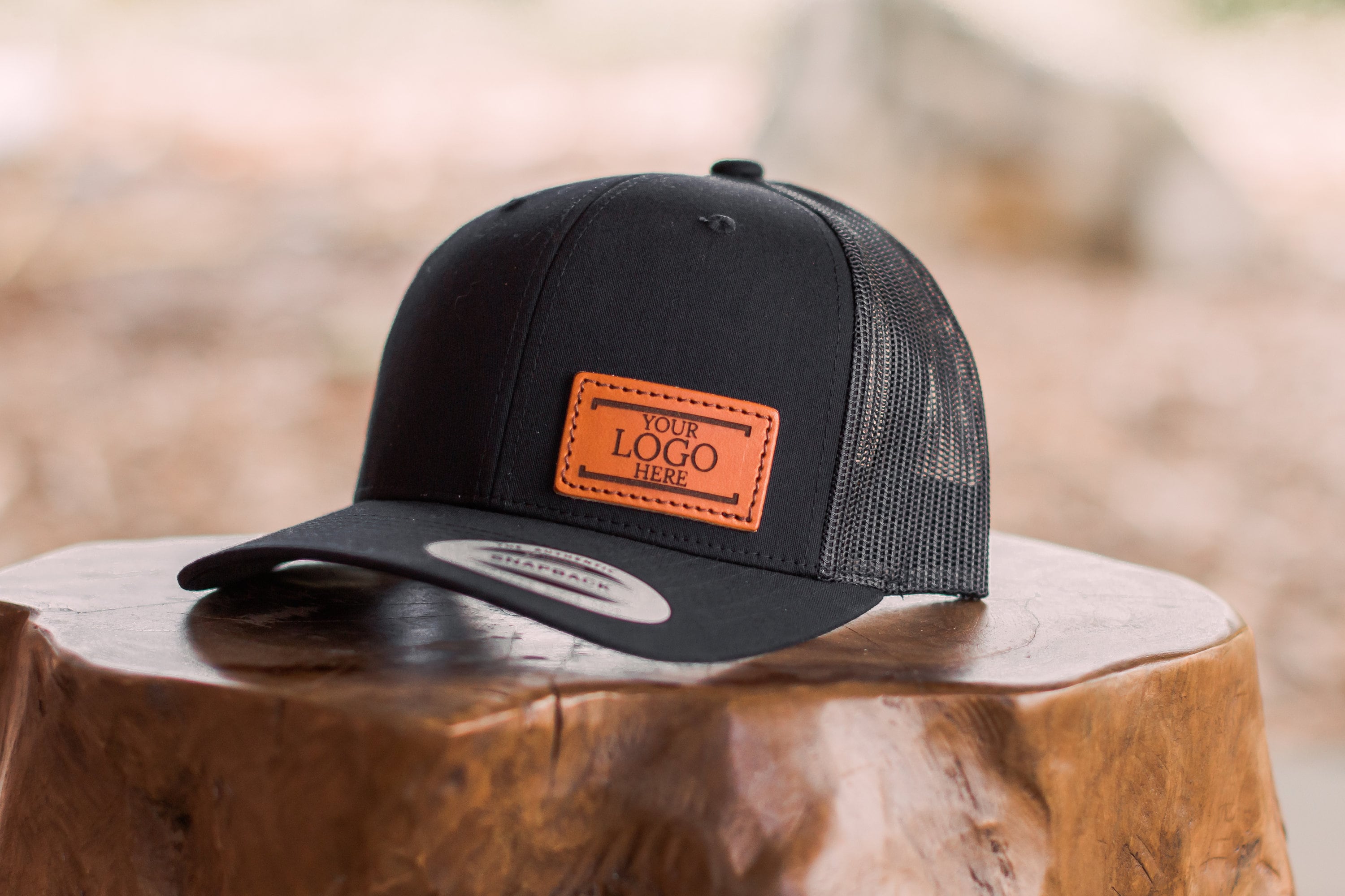 Custom Leather Patch Hats; Retro Classics Trucker Snapback  display picture 2