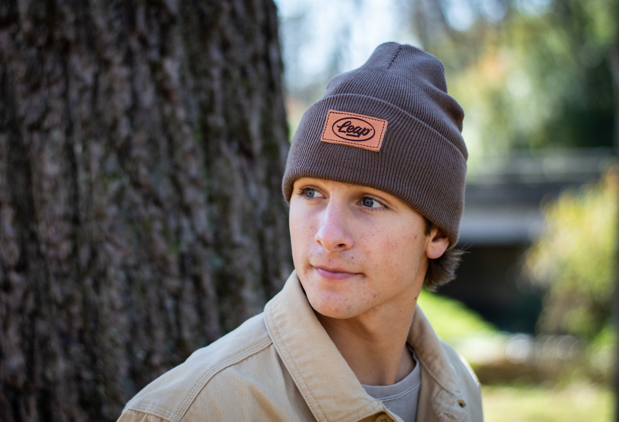Carhartt Blue, Gray & White Gradient Knit Beanie with Leather Logo Carhartt Tonal Patch Knit Beanie - Work World main image 2