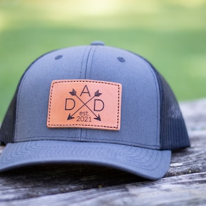 Custom DAD Leather Patch Hat Fathers Day Hat image 2