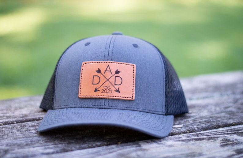 Custom DAD Leather Patch Hat Fathers Day Hat image 2
