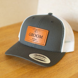 CUSTOM Bridal Party Hats | Wedding Snapback Hats | Custom Groomsmen Hats | Custom Leather Patch Hats