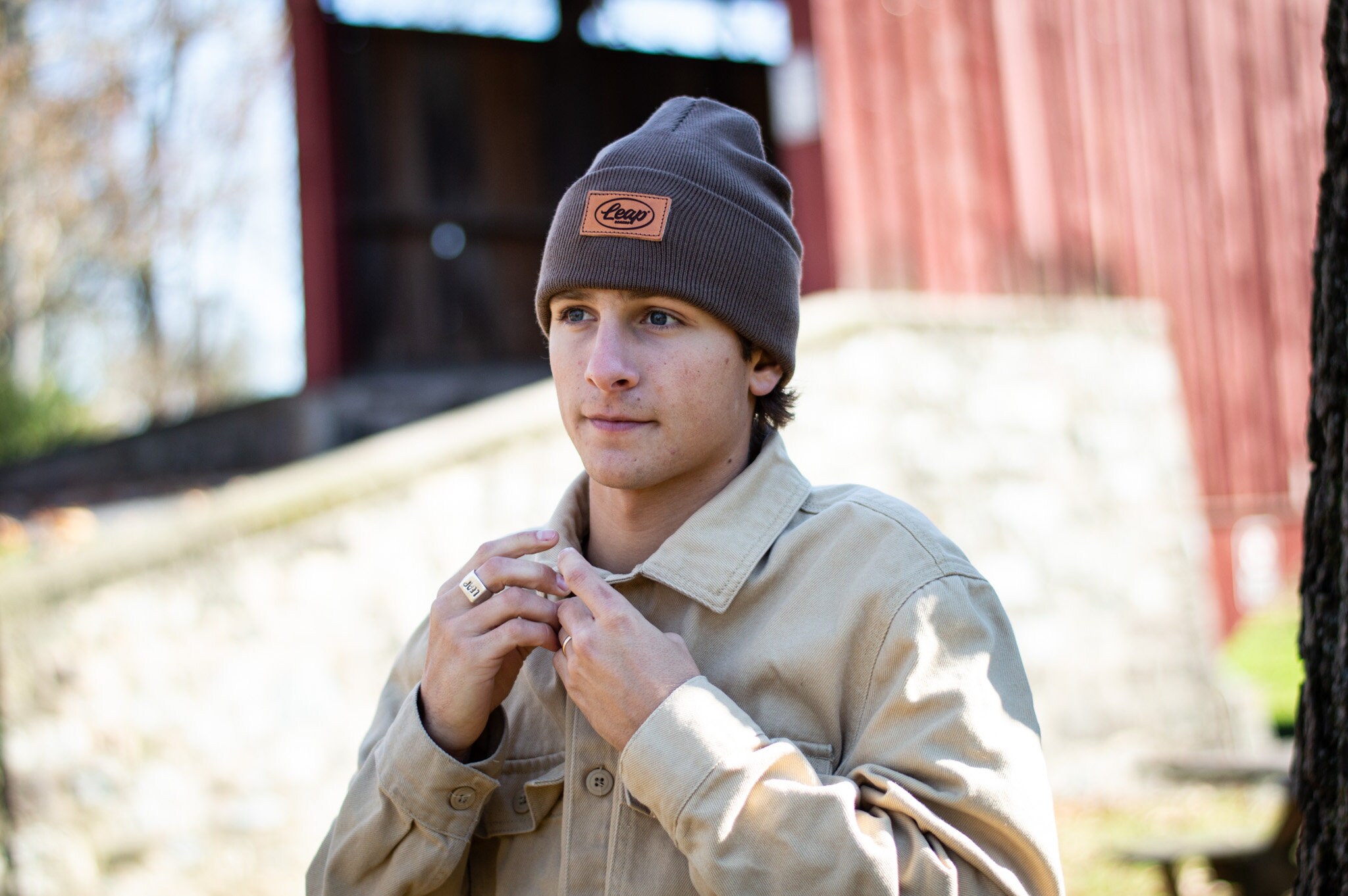 Custom Leather Patch Beanies | Knit Carhartt-style Beanie - Etsy display picture 1