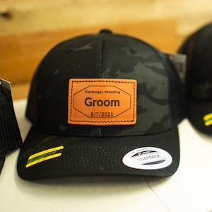 CUSTOM Wedding Snapback Hats | Custom Groomsmen Hats | Custom Leather Patch Hats