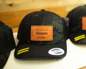 CUSTOM Wedding Snapback Hats | Custom Groomsmen Hats | Custom Leather Patch Hats