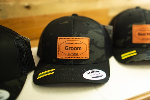 CUSTOM Wedding Snapback Hats | Custom Groomsmen Hats | Custom Leather Patch Hats