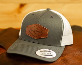 100 Custom Leather Patch Hats; Retro Classics Trucker Snapback