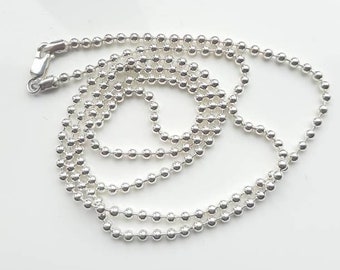Beautifully flexible, 3mm, solid silver ball chain. London Assay Office full hallmark. 30 ins long.