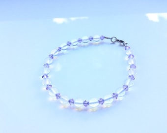 Very pretty, opalite and purple Swarovski crystal bracelet. Aesthetic bracelet