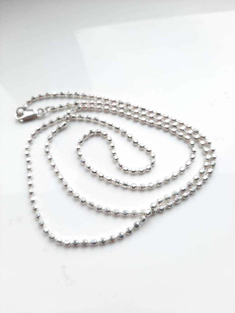 5mm Diamond Cut Moon Cut Ball Bead Chain Necklace Real Sterling Silver 925