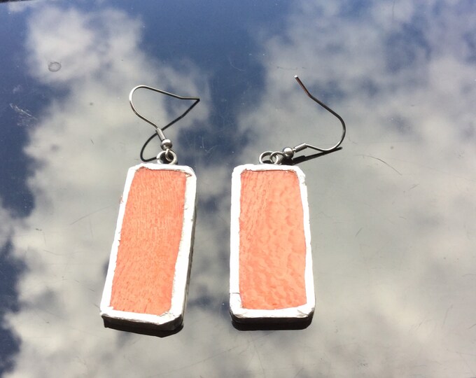 Vibrant orange, stained glass earrings. Quirky earrings.