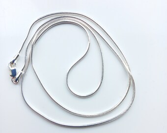 18 inch, 1mm wide,  solid silver, recycled silver, snake chain.