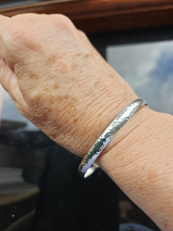Jonc Ancien En Argent Massif - Fabrication Artisanale Créateur - Diamètre 65mm - Occasion