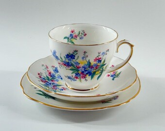 Vintage Duchess Bone China Tea Trio – Forget Me Not 642 Pattern, Made in England