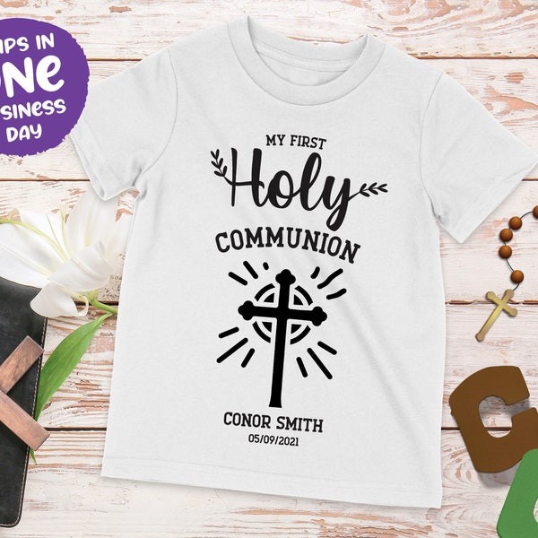 Personalised Communion T-shirt | My First Communion Outfit | Communion Surprise Gift for Boy or Girl | Cute Communion Celebrations Present