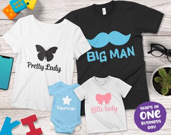Matching Family T-Shirts | Big Man, Little Lady, Superstar