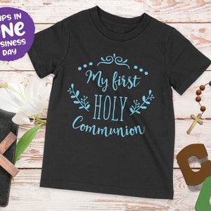 Communion Celebration T-shirt | My First Communion Outfit | Communion Surprise Gift for Boy or Girl | Personalised Cute Communion Present