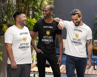 Let's Get Hammered Groom Party Personalised T-shirts, Bachelor Weekend Ironic Apparel, Stag Do Gifts, Buck's Night Tee, Free Design Amends