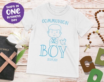 Communion Boy T-shirt | My First Communion Outfit | Personalised  Communion Surprise Gift for a Boy | Cute Communion Celebrations Present