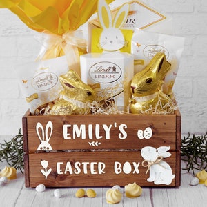 Personalised Easter Box with a Small Wooden Bunny Decoration | Easter Rabbit Gift Ideas for Kids | Easter Wooden Box | Easter Bunny Presents