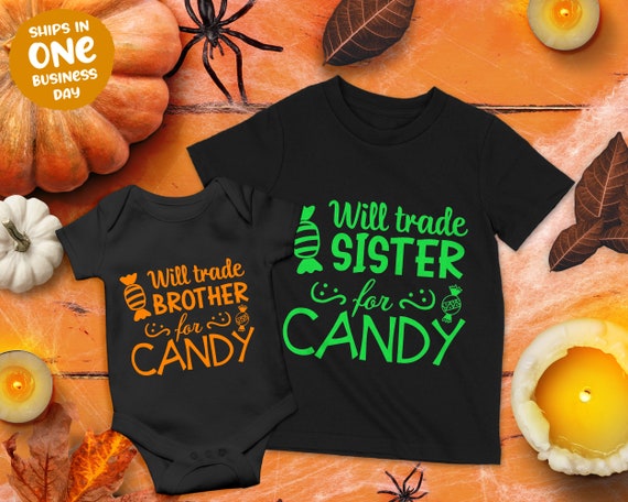 Will Trade for Candy Halloween Theme Personalised T-shirts Halloween Party  Children & Baby Apparel Smart and Funny Halloween Ideas - Etsy