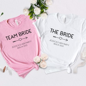 Hen Party Personalised T-shirts | Bachelorette Party Elegant Style Apparel | Bridal Party Personalised Gifts | Free amends, unlimited colors