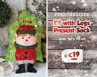Personalisierte Elfe mit Beinen Weihnachtssäcke | Bedruckte Filztaschen mit Namen | Weihnachtsdeko Ideen | Kinder Urlaubssäcke