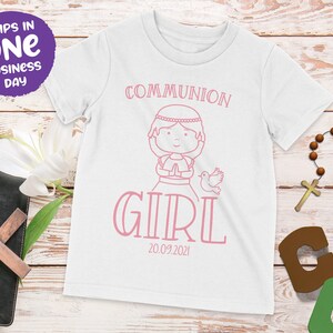 Communion Girl T-shirt | My First Communion Outfit | Personalised Communion Surprise Gift for a Girl | Cute Communion Celebrations Present