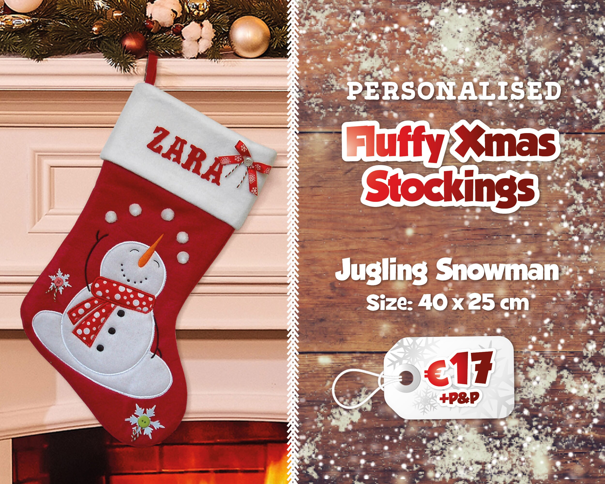 Personalised fluffy christmas stockings Clearance