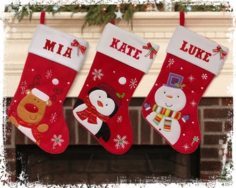 Personalised Deluxe White Top Christmas Stockings | Red & White Stockings with Name | Cute Christmas Decoration | Xmas Eve Present Socks