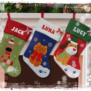Personalised Pet Christmas Stocking: Felt Cat & Dog Decoration