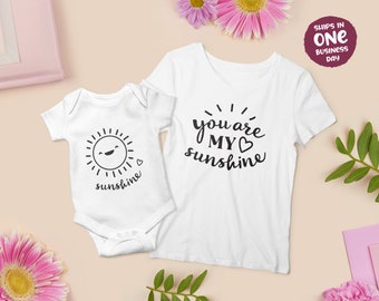 You are my Sunshine matching Apparel for Mother's Day, Mum and Child Matching Design Set, Mother's Day Gift Ideas, Personalised Mom Tshirt