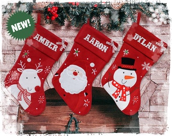 Personalised Deluxe All Red Christmas Stockings | Red Stockings with Name | Cute Christmas Decoration | Xmas Eve Present Socks