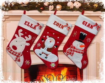 Fluffy Personalised Christmas Stockings | Printed Name Stockings | Traditional Christmas Decoration | Santa Stocking | Christmas Eve Gift