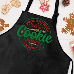 Personalised Christmas Apron with straps | Proud Member of the Christmas Cookie Baking Crew | Xmas Ideas for the whole family