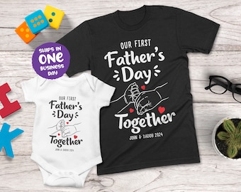 Camiseta y body personalizados a juego para el primer Día del Padre.