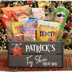 Personalised Christmas Eve Treat Box with Red Wooden Decoration