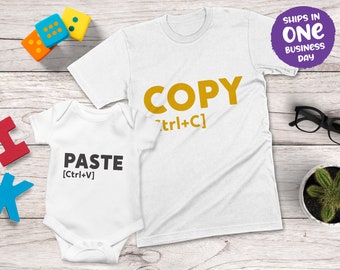 Kopieren [STRG + C] - Einfügen [STRG + V] Vatertag passende Bekleidung | Personalisierte Familien-T-Shirts | Comic Vaters T-Shirts | Geschenkideen für Papa