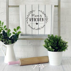 Mom&#39;s Kitchen Personalised Tea Towels for Mother&#39;s Day | Grey Kitchen Towel | Mother&#39;s Day Gift Ideas | Customisable Gifts for Her