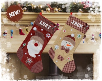 Personalised Value Vintage Christmas Stockings | Cheaper Stocking with Name | Christmas Decoration | Red Stocking | Christmas Eve Gift Ideas